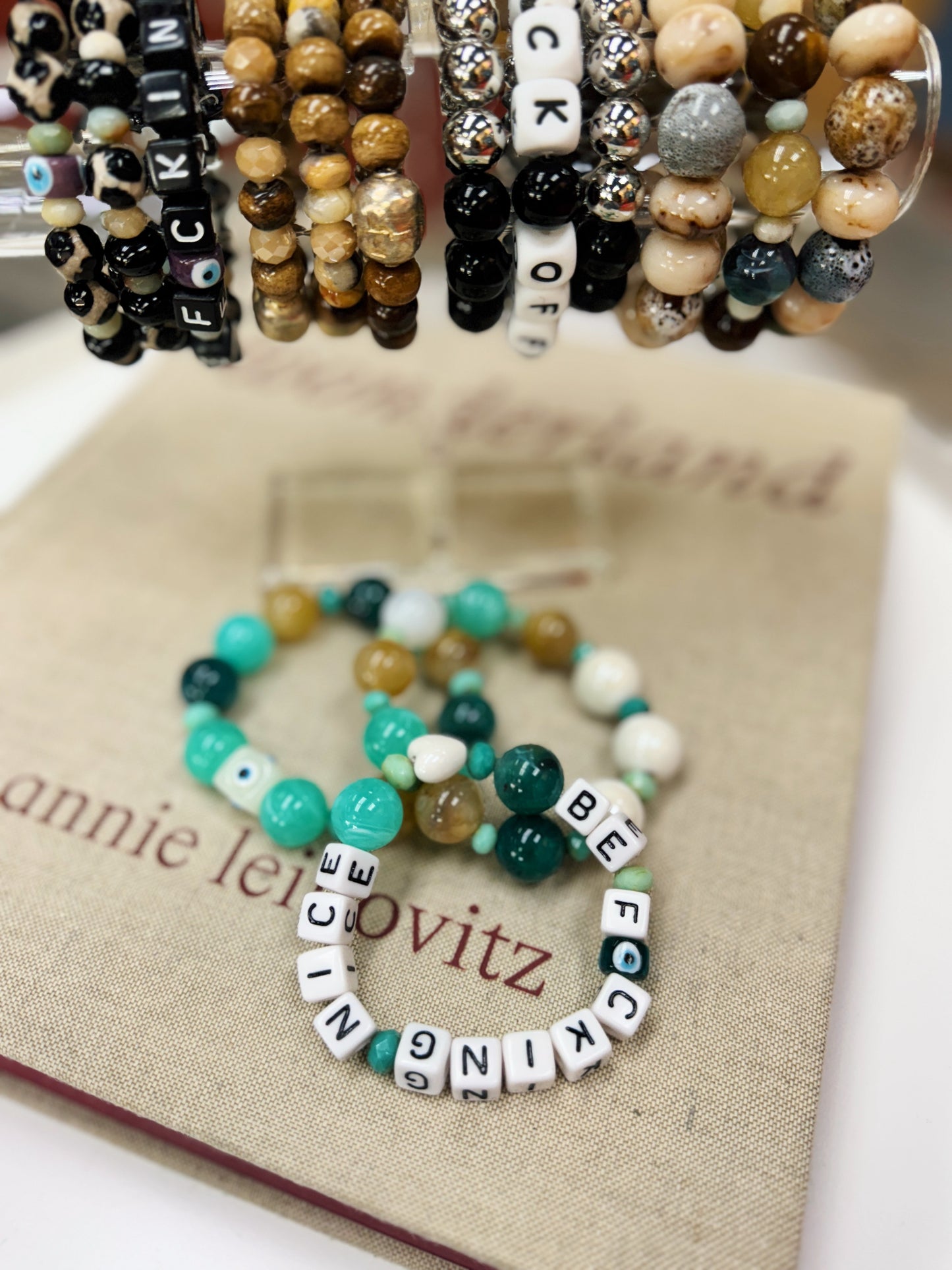 Be F*cking Nice Bracelet Stack- Teal