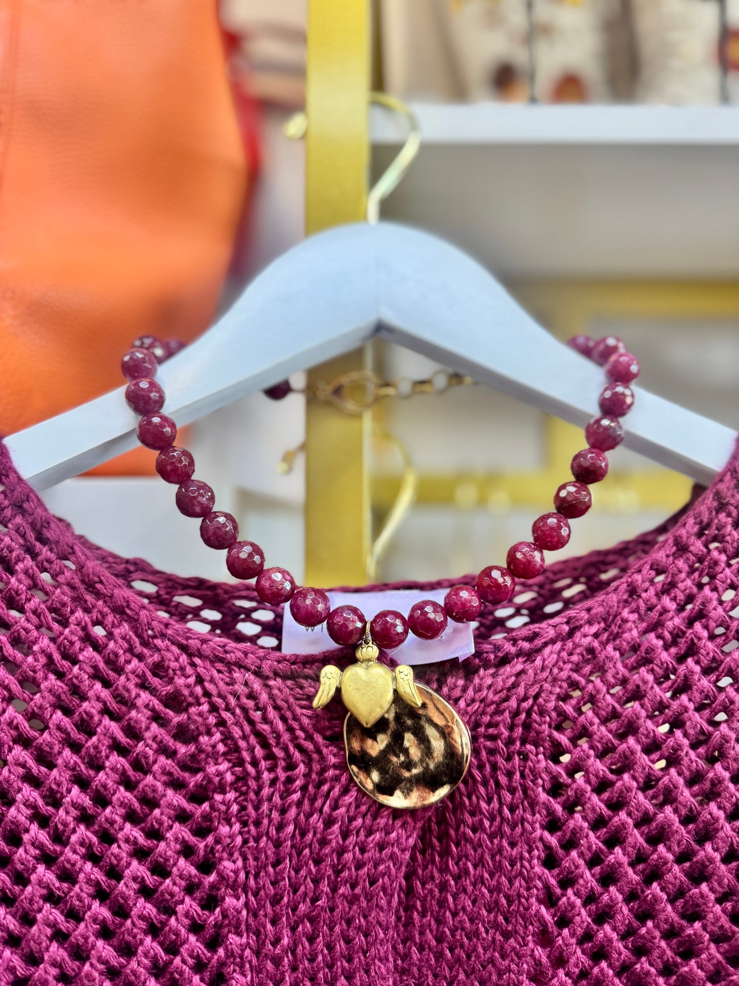 Burgundy Heart Necklace