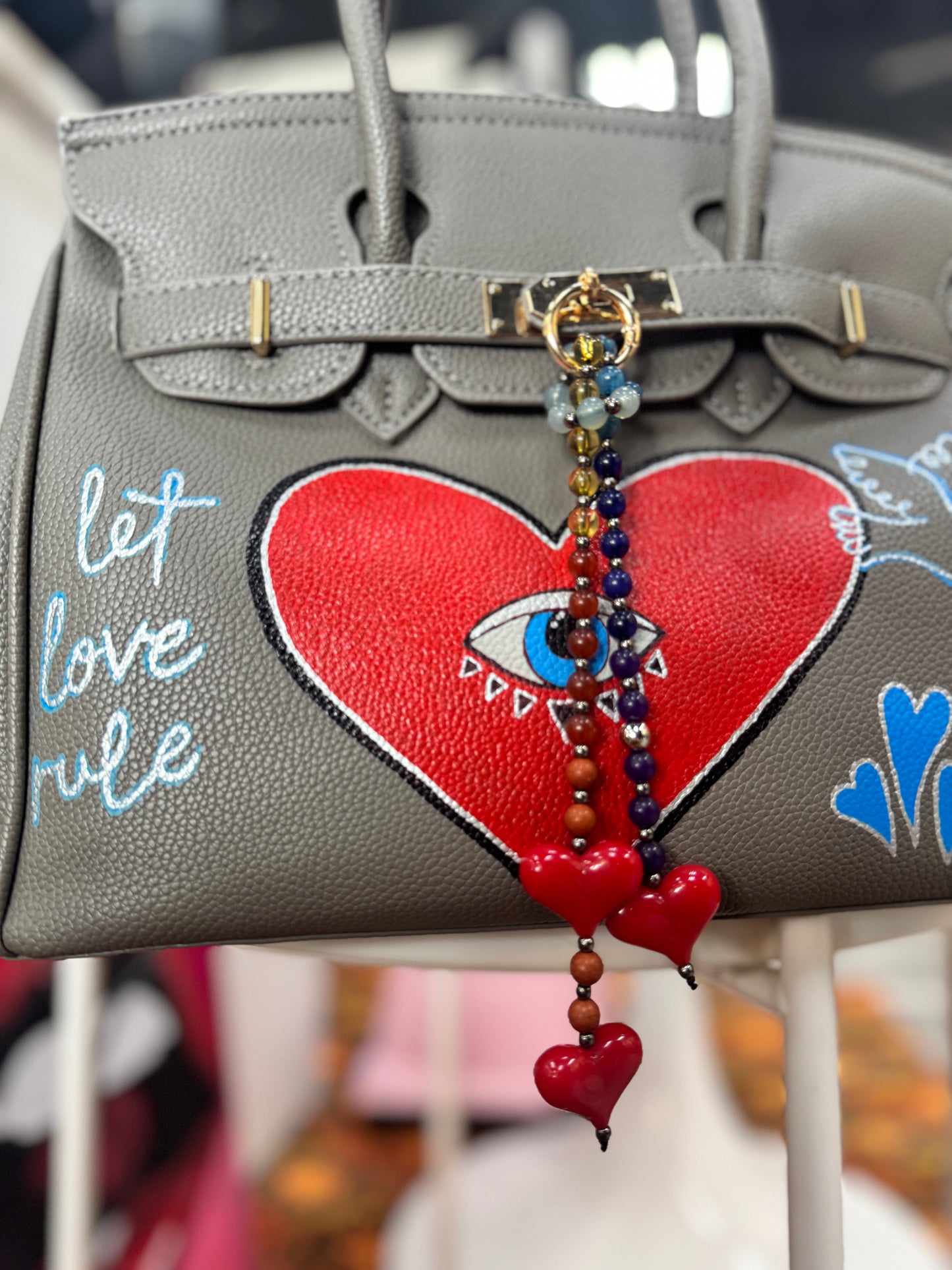 Triple Heart Bag Charm