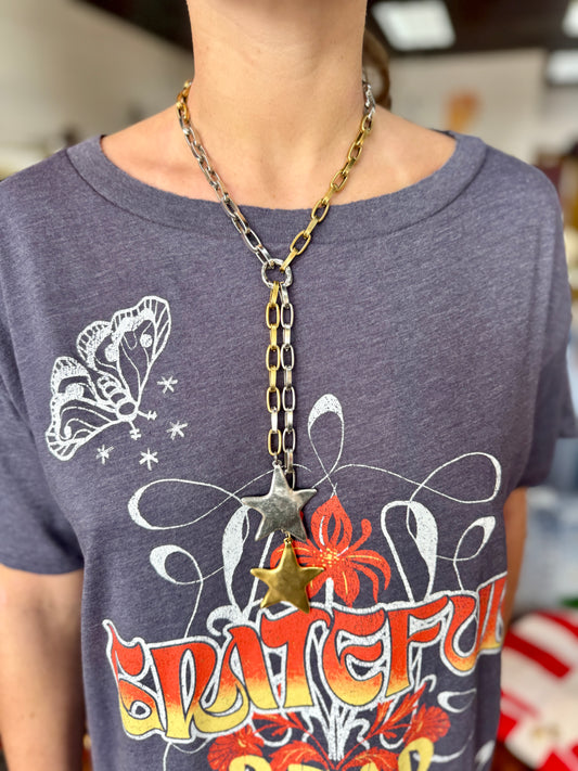 Double Star Lariat Necklace