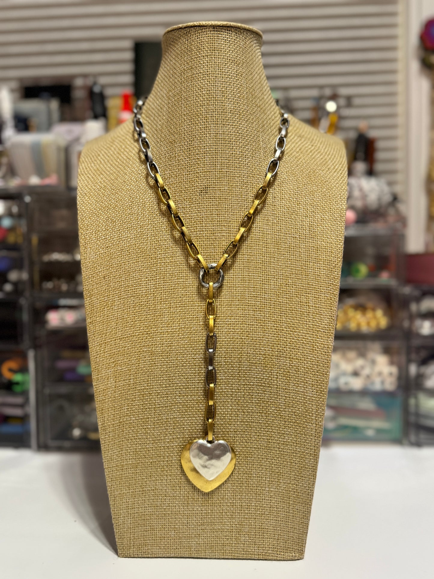 Two-Tone Love Lariat Necklace