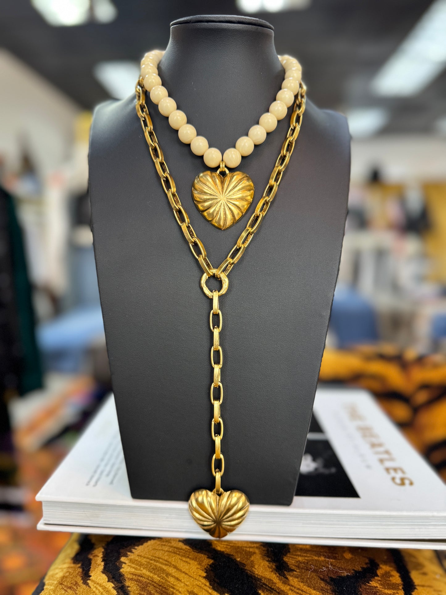 Amber Swirl Heart Necklace