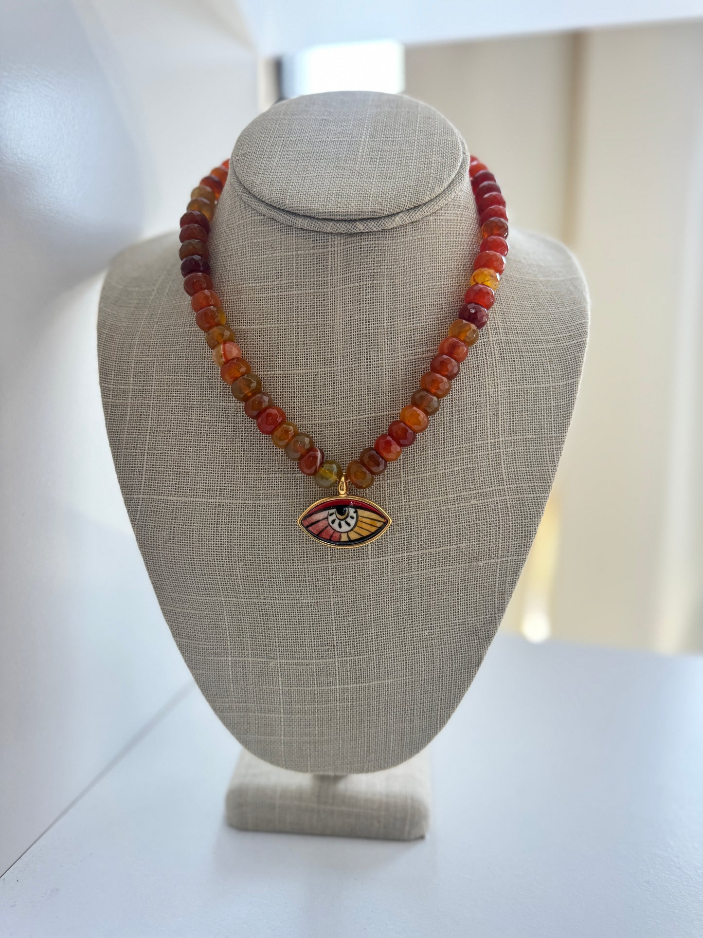 Carnelian Evil Eye Necklace