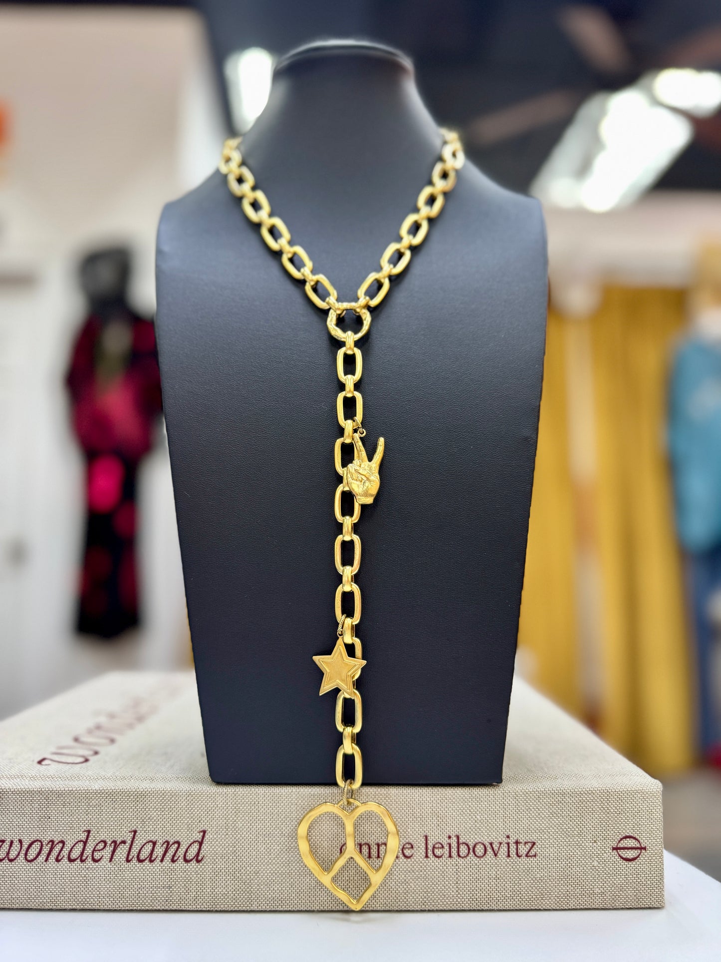 Peace & Star Lariat Necklace