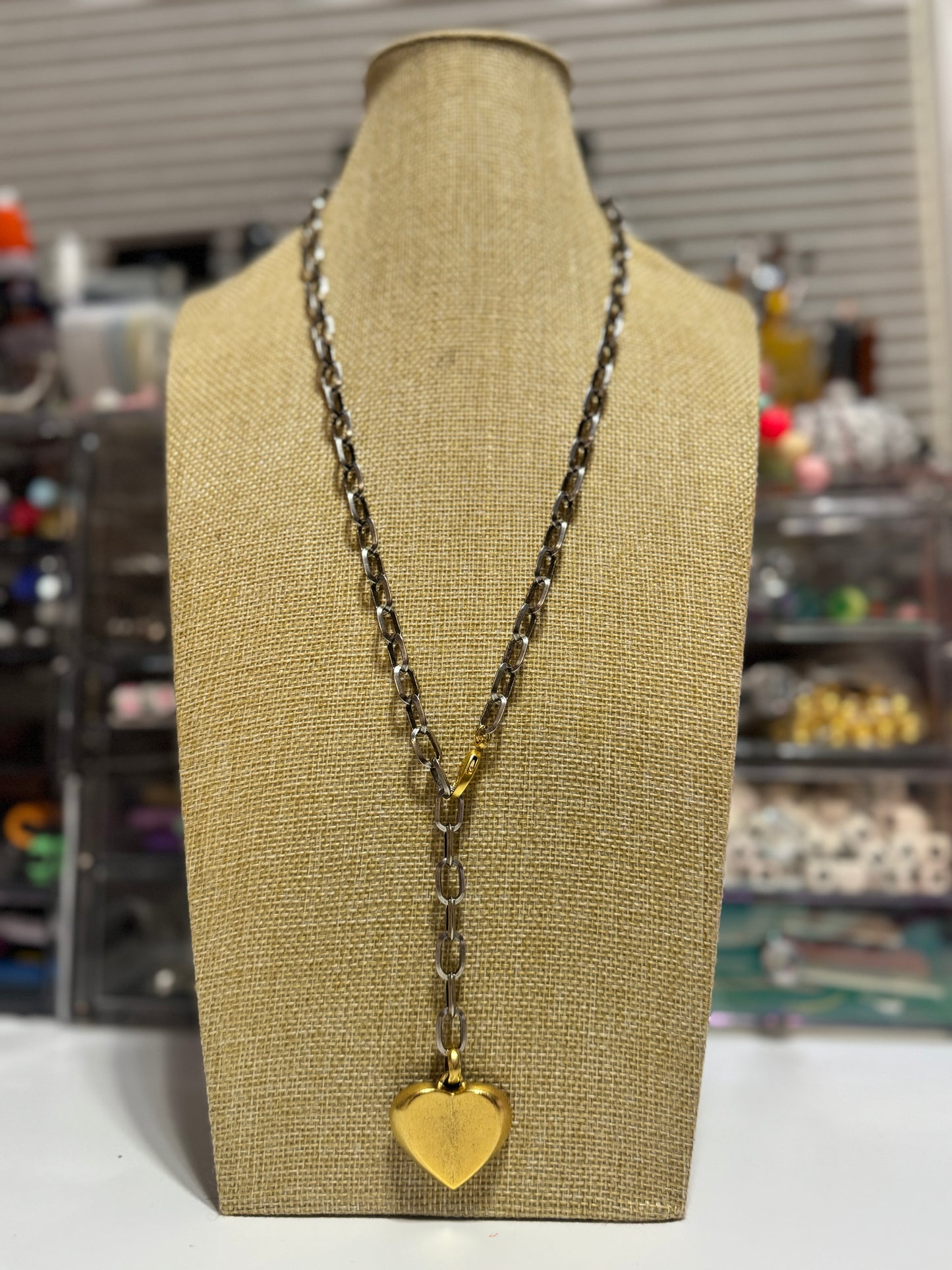 Two-Tone Split Heart Necklace