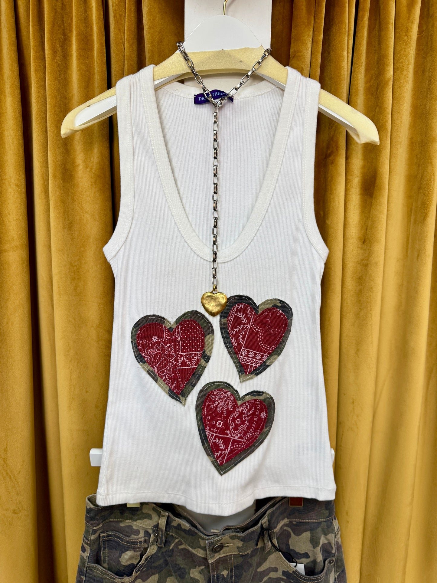 Two-Tone Heart Lariat Necklace