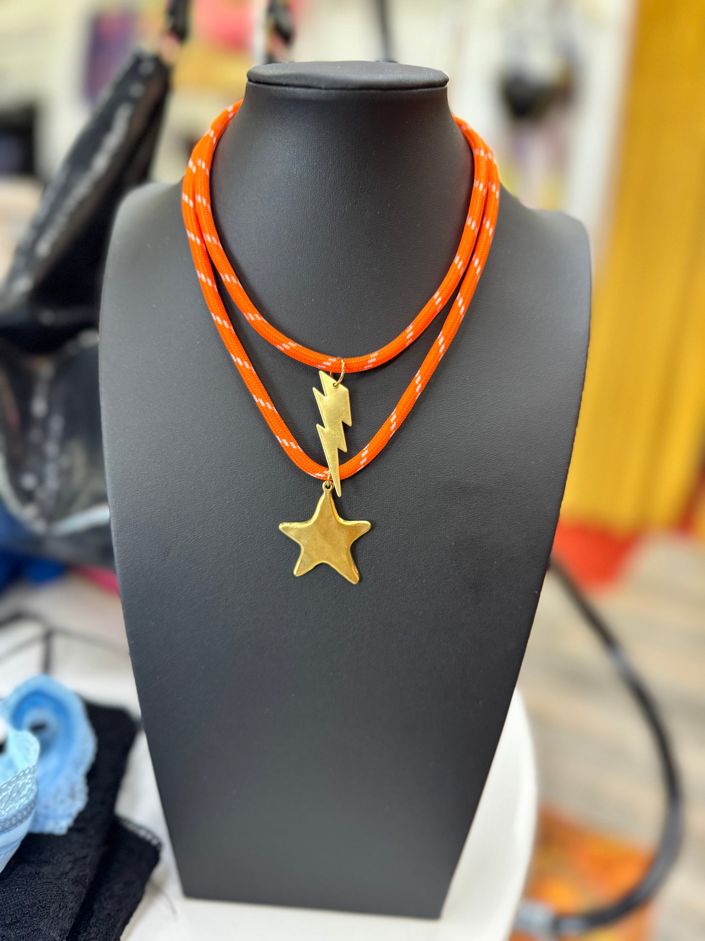Orange Cord Necklace