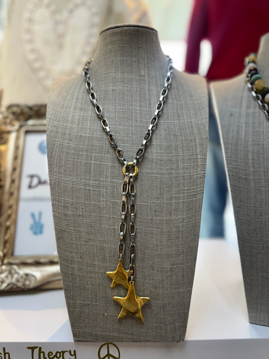 Two-Tone Double Star Necklace