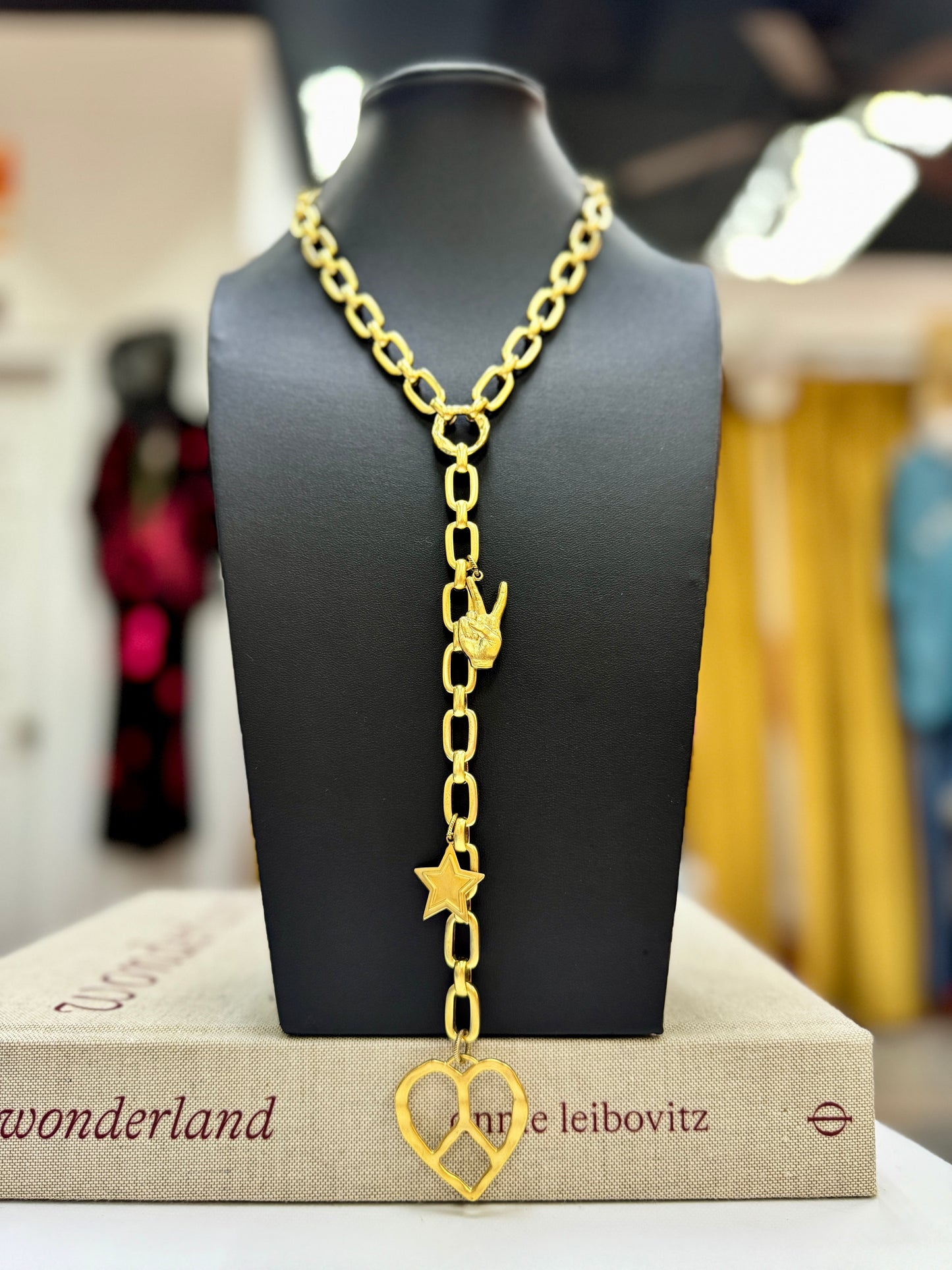 Peace & Star Lariat Necklace