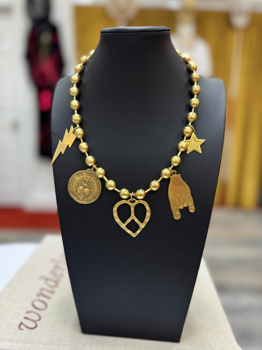 Electric Hearts Charm Necklace