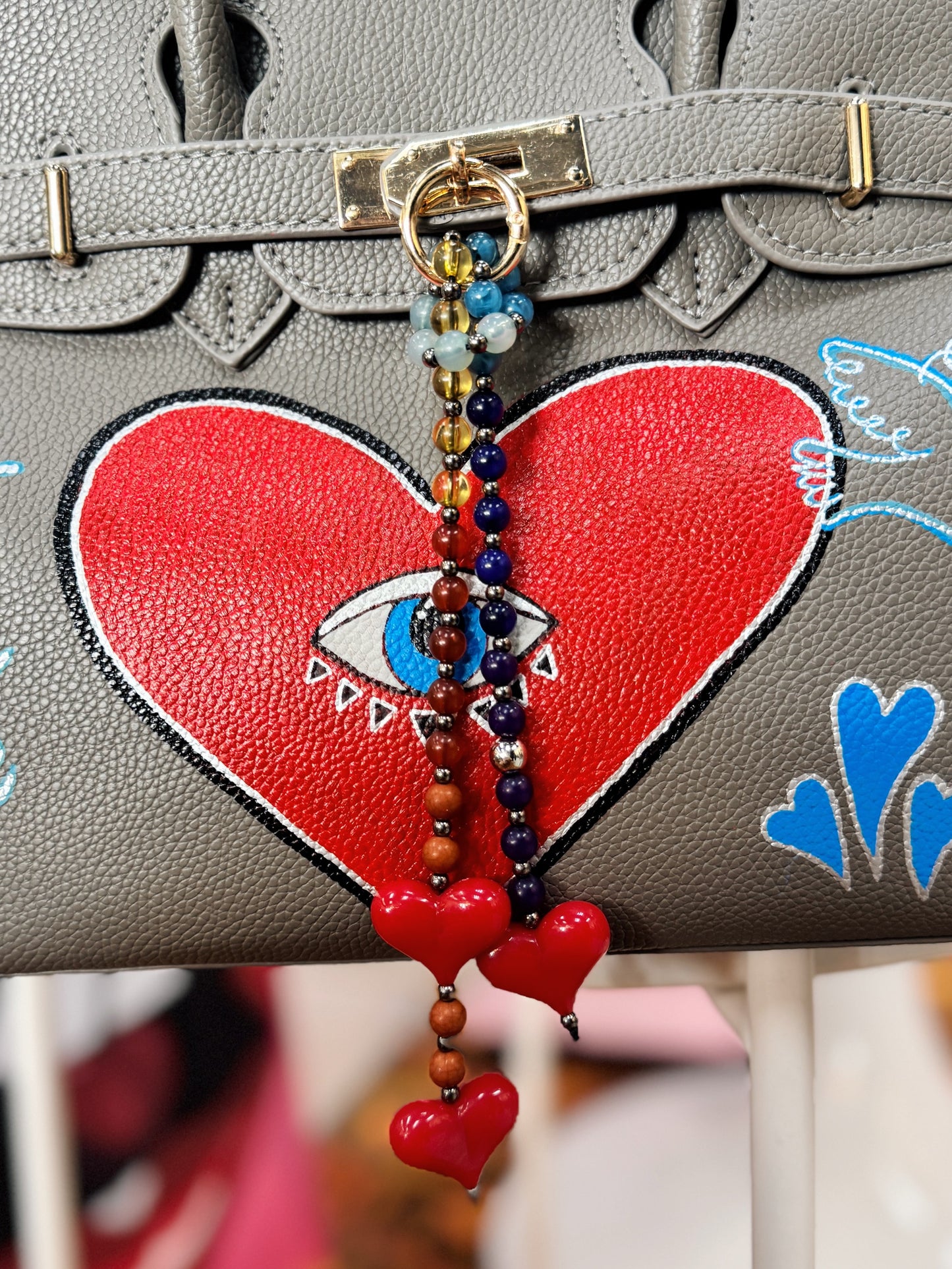 Triple Heart Bag Charm