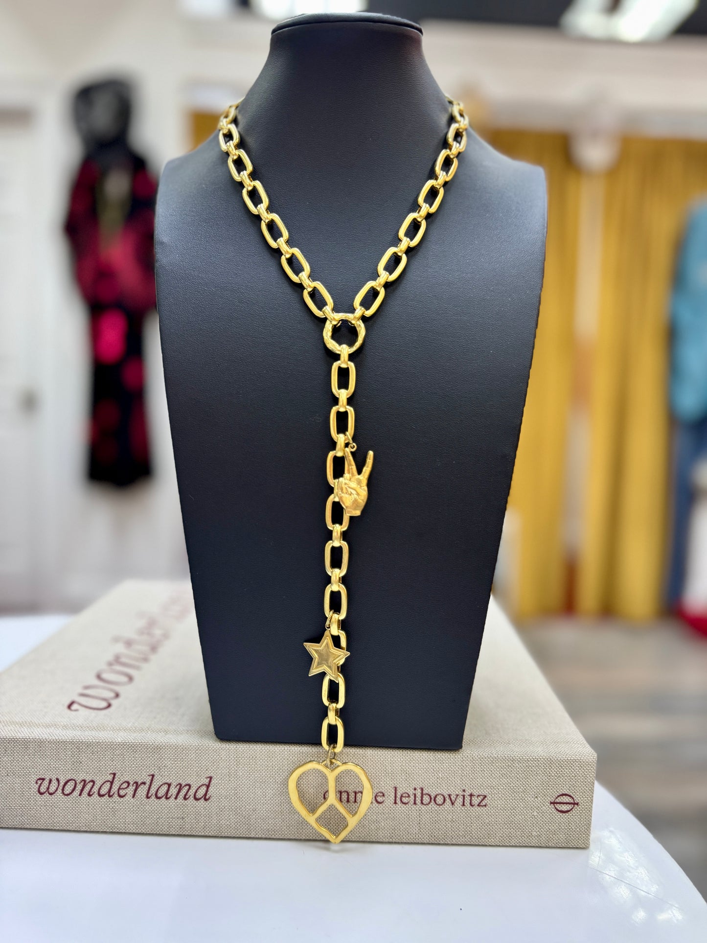Peace & Star Lariat Necklace
