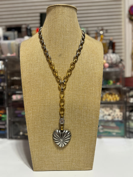Two-Tone Swirl Heart Necklace