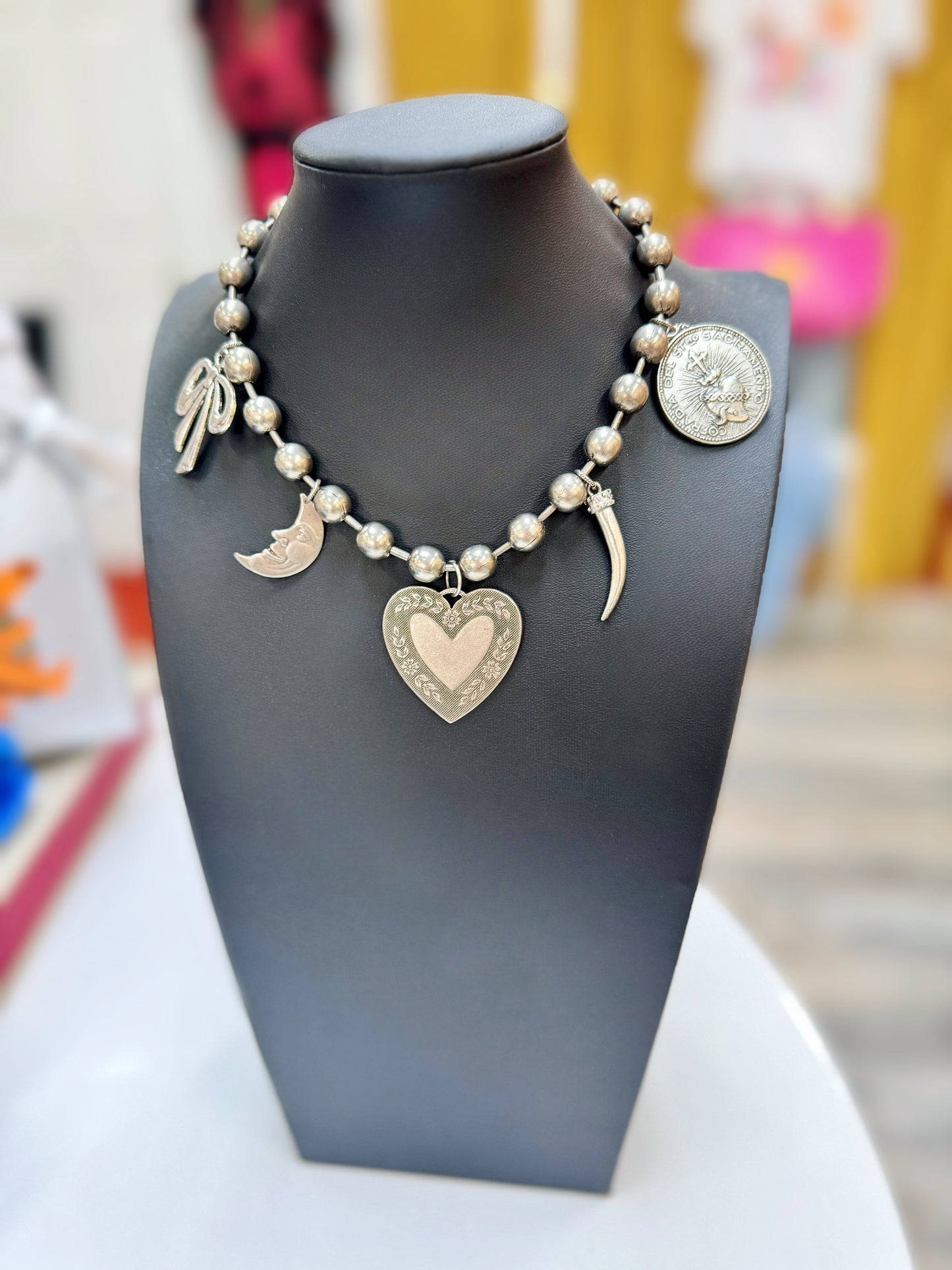 Silver Moons Charm Necklace