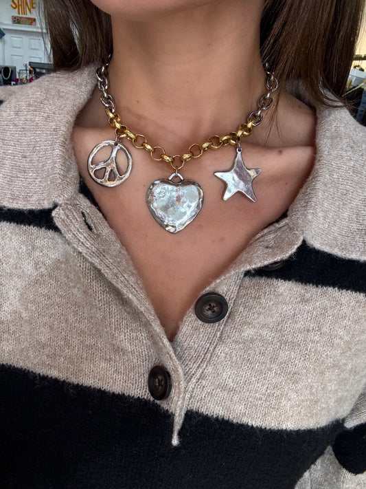 Two Tone Charm Necklace