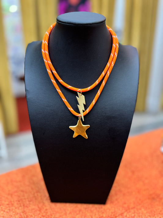 Orange Cord Necklace
