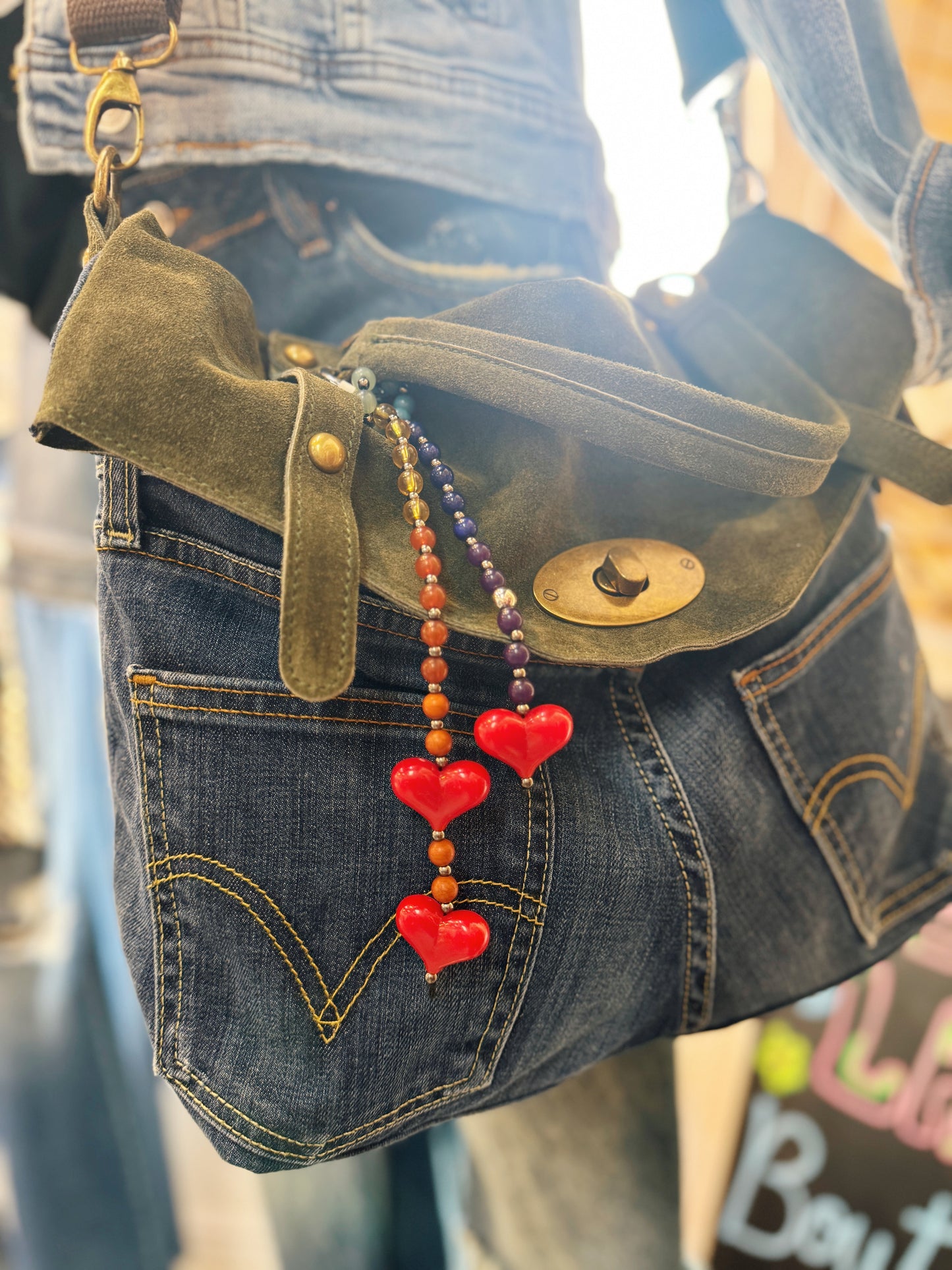 Triple Heart Bag Charm