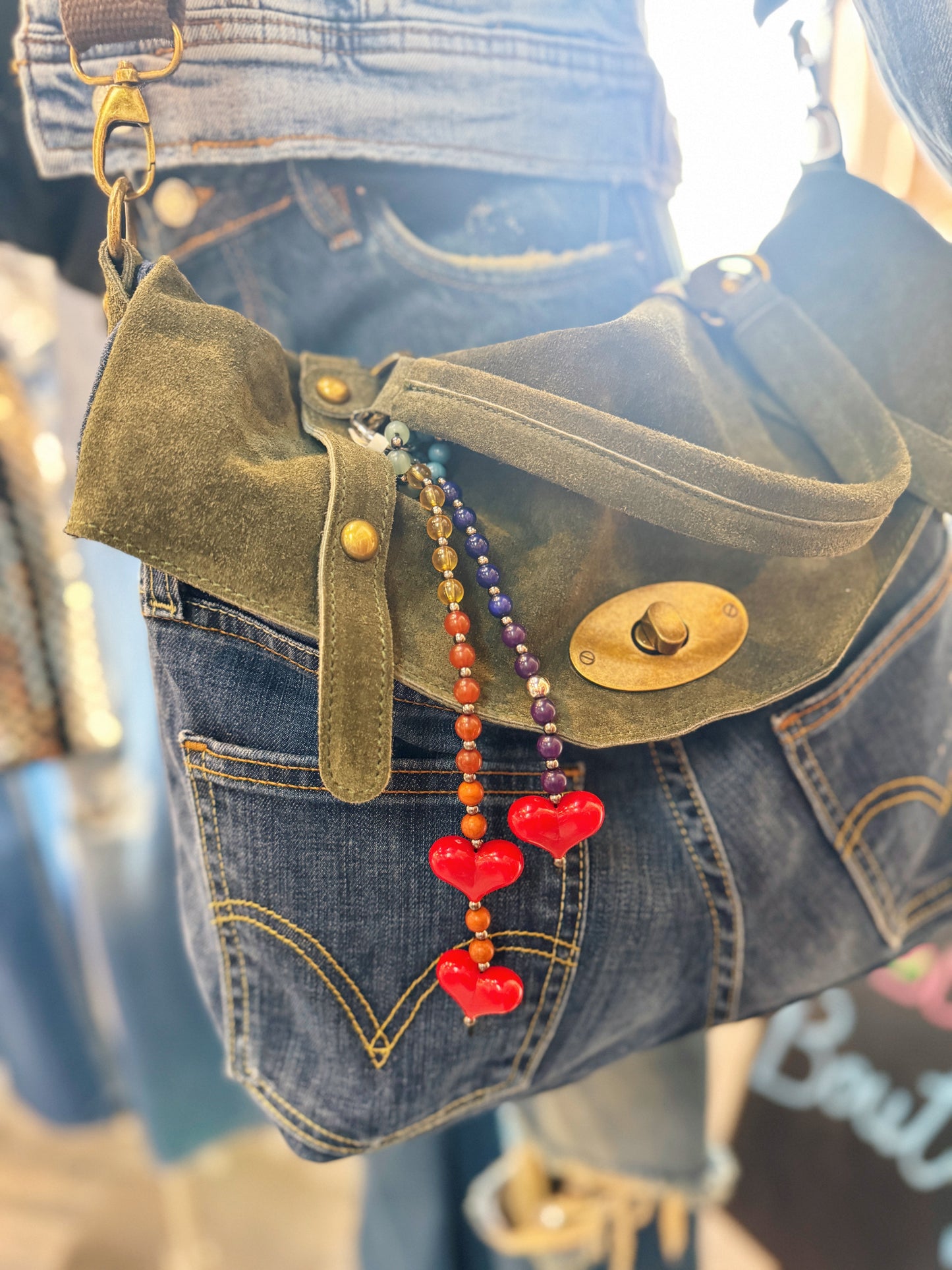 Triple Heart Bag Charm